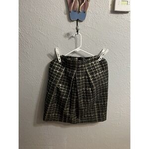 Talbots Womens Skirt Size 10 Black & Gold Wool Blend Pleated